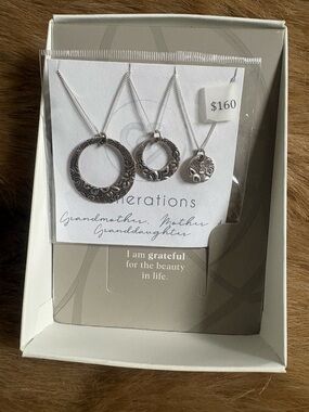 Generations Silver Floral Pendant Necklace Trio - 3-Pack